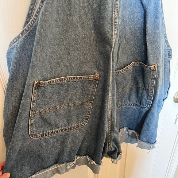 Share Old Navy XL Denim Overall Romper Shorts Y2K 90s Bib Carpenter 100% Cotton - Picture 5 of 11